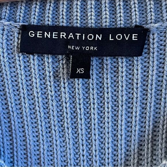 GENERATION LOVE | Crochet Trimmed Blue Sweater (XS) - Picture 3 of 3